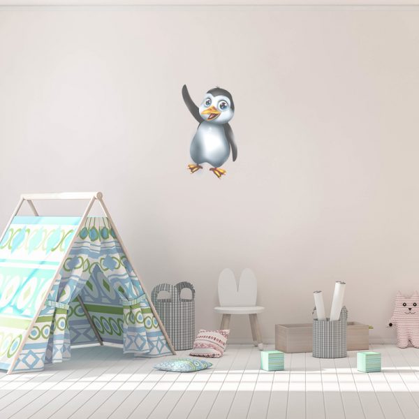 מדבקת קיר פינגווין על קיר חדר תינוקות